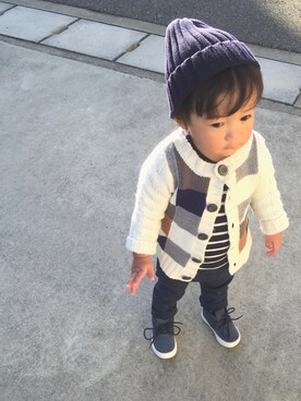 「LAGOM（LAGOM）のアイテム（帽子）」を使った、miiさん（キッズ・70cm）の冬コーディネート