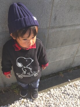 「LAGOM（LAGOM）のアイテム（帽子）」を使った、miiさん（キッズ・70cm）の冬コーディネート