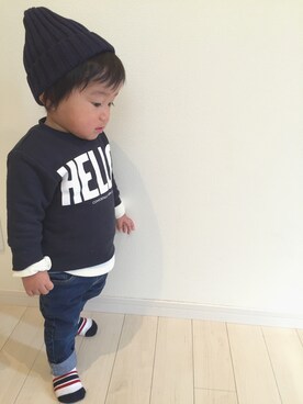 「LAGOM（LAGOM）のアイテム（帽子）」を使った、miiさん（キッズ・70cm）の冬コーディネート