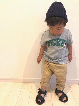 「LAGOM（LAGOM）のアイテム（帽子）」を使った、miiさん（キッズ・70cm）の春コーディネート