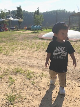 「スタンスミス」｜miiさん（キッズ・70cm）の夏コーディネート