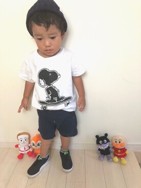 「LAGOM（LAGOM）のアイテム（帽子）」を使った、miiさん（キッズ・70cm）の夏コーディネート