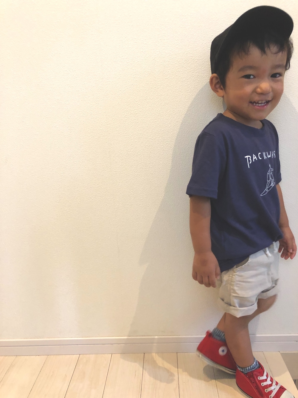 「デビロック、devirock、Tシャツ、夏コーデ、キッズコーデ、男の子、夏だ！Tシャツ着よう！、カジュアル、夏、3歳」｜「devirockの全20柄 プリント半袖Tシャツ（Tシャツ/カットソー、その他）」を使った、miiさん（キッズ・80cm）の夏コーディネートの1枚目の写真