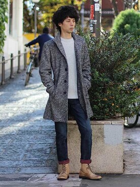 「HIGH STREET（ハイストリート）のアイテム（パンツ）」を使った、ICHIKAWAさん（メンズ・172cm）の秋コーディネート