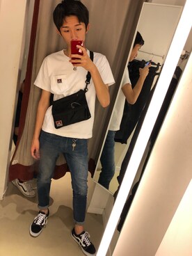 「BEN DAVIS（ベンデイビス）のアイテム（ボディバッグ/ウエストポーチ）」を使った、大輝さん（メンズ・176cm）の春コーディネート