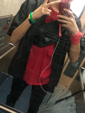 「BEN DAVIS（ベンデイビス）のアイテム（Tシャツ/カットソー、レッド系）」を使った、大輝さん（メンズ・176cm）の夏コーディネート