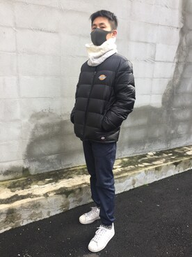 「Dickies（ディッキーズ）のアイテム（ダウンジャケット/コート）」を使った、Huang Chun Chuanさん（メンズ・171cm）の冬コーディネート