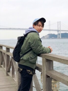 「Manhattan Portage（マンハッタンポーテージ）のRolling Thunderbolt Backpack（バックパック/リュック）」を使った、Yuukiさん（メンズ・170cm）の春コーディネート