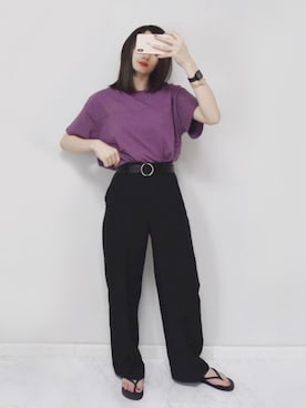 「カラーTシャツ」｜「アイテム（その他）」を使った、𝕡𝕠𝕟𝕟𝕦☺︎!さん（レディース・160cm）の夏コーディネート