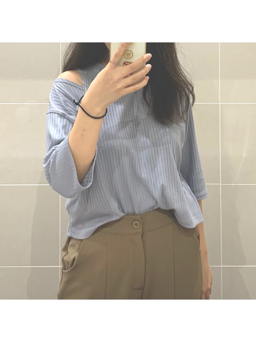 「おとなっぽコーデ、プチプラ、AS KNOW AS、Lattice」｜「RAYCASSINFAVORIのアイテム（トップス、ブルー系）」を使った、まっぴーさん（レディース・156cm）の夏コーディネートの1枚目の写真