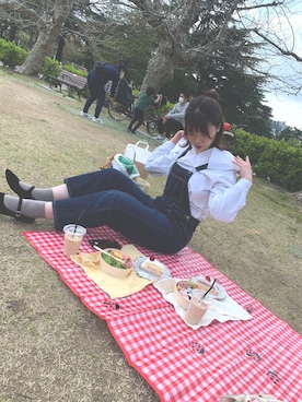 「nugu」｜「アイテム（オールインワン・サロペット）」を使った、まいさん（レディース・165cm）の春コーディネート