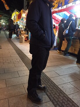 「WHITE MOUNTAINEERING（ホワイトマウンテニアリング）のアイテム（ダウンジャケット/コート）」を使った、yuyさん（メンズ・169cm）の冬コーディネート