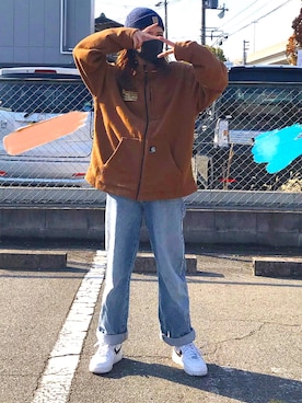 「Carhartt（カーハート）のアイテム（その他アウター）」を使った、Rさん（レディース・167cm）の春コーディネート