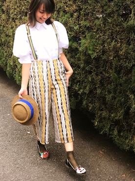 「アイテム（サスペンダー）」を使った、代官山セレクトショップWild Lilyさん（レディース・158cm）の春コーディネート