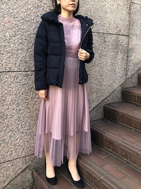 「アイテム（ドレス、パープル系）」を使った、formformaSTAFFさん（レディース・161cm）の冬コーディネート