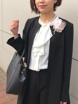 「ブラックフォーマル」｜「アイテム（ジャケット/アウター）」を使った、formformaSTAFFさん（レディース・160cm）の冬コーディネート