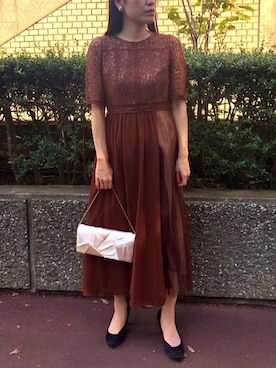 「アイテム（ドレス、ブラウン系）」を使った、formformaSTAFFさん（レディース・161cm）の冬コーディネート