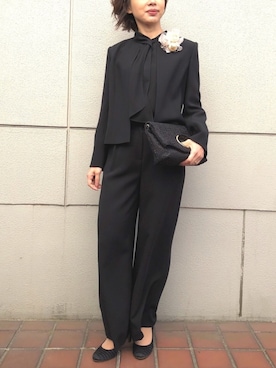 「ブラックフォーマル」｜「アイテム（ジャケット/アウター）」を使った、formformaSTAFFさん（レディース・160cm）の冬コーディネート