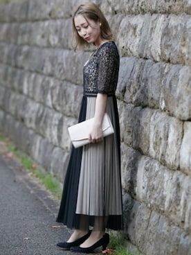 「アイテム（ドレス、ブラック系）」を使った、formformaSTAFFさん（レディース・155cm）の春コーディネート