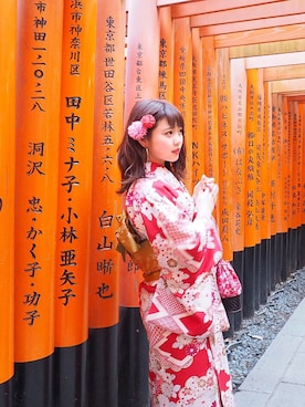 「ヘアアクセ」｜「アイテム（浴衣）」を使った、しいちょぴさん（レディース・152cm）の春コーディネート