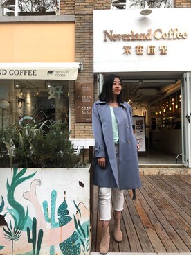 「blue」｜「アイテム（トレンチコート）」を使った、MIDORIKO❻さん（レディース・168cm）の春コーディネート