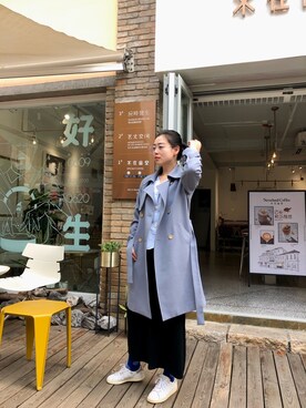 「blue」｜「アイテム（ピーコート）」を使った、MIDORIKO❻さん（レディース・168cm）の春コーディネート