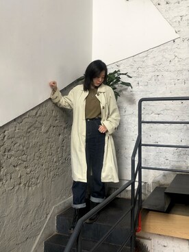 「日系极简」｜「アイテム（トレンチコート）」を使った、MIDORIKO❻さん（レディース・168cm）の夏コーディネート