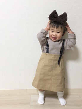 「ハイウエストスカート」｜「アイテム（その他）」を使った、momonさん（キッズ・70cm）の冬コーディネート
