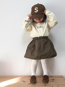 「フェルトキャップ」｜momonさん（キッズ・80cm）の秋コーディネート