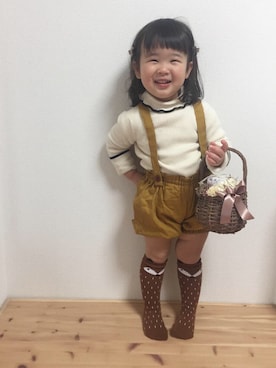 「アニマル」｜「アイテム（サロペット/オーバーオール）」を使った、momonさん（キッズ・90cm）の春コーディネート