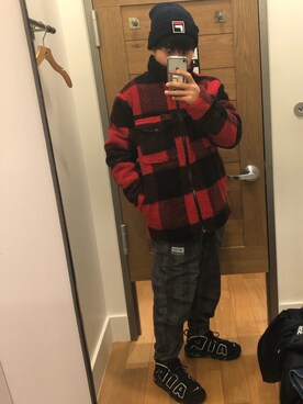 「FILA（フィラ）のアイテム（ニットキャップ/ビーニー）」を使った、ともさん（メンズ・166cm）の秋コーディネート