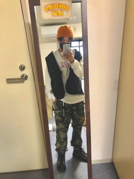 「Right-on（ライトオン）のアイテム（ニットキャップ/ビーニー）」を使った、ともさん（メンズ・166cm）の春コーディネート