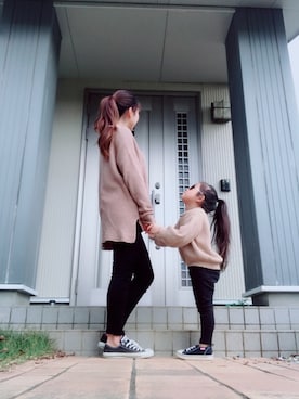 「黒パンツ」｜Rian❥さん（キッズ・90cm）の冬コーディネート