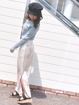 「Chez toi（シェトワ）のアイテム（帽子）」を使った、JUNさん（レディース・154cm）の春コーディネート