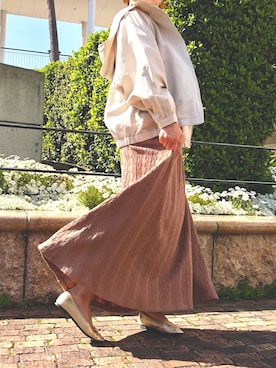 「Chez toi（シェトワ）のアイテム（ブルゾン）」を使った、JUNさん（レディース・154cm）の春コーディネート