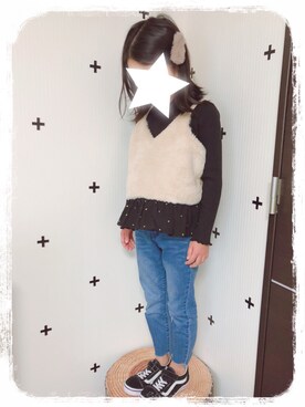 「アイテム（キャミソール）」を使った、rara*さん（キッズ・120cm）の冬コーディネート