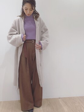 「ブラウンパンツ」｜「アイテム（その他アウター）」を使った、saitoさん（レディース・153cm）の冬コーディネート