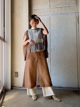 「スタイリング」｜「アイテム（シャツワンピース）」を使った、saitoさん（レディース・153cm）の春コーディネート