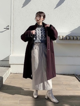 「コーディネート」｜「アイテム（ノーカラージャケット）」を使った、saitoさん（レディース・153cm）の冬コーディネート