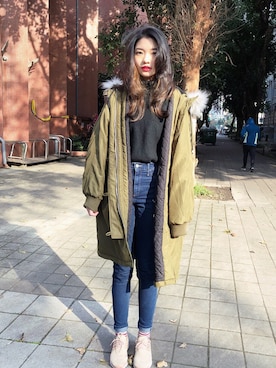 「Sunnyday」｜「アイテム（ジャケット/アウター）」を使った、Selinaさん（レディース・174cm）の冬コーディネート