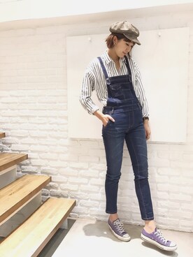 「CANAL JEAN（キャナルジーン）のアイテム（オールインワン・サロペット）」を使った、hamaさん（レディース・163cm）の冬コーディネート