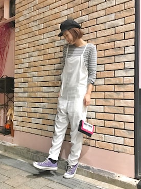 「RED CHOP WORKS（レッドチョップワークス）のアイテム（オールインワン・サロペット）」を使った、hamaさん（レディース・163cm）の春コーディネート