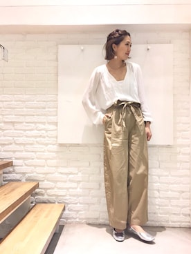 「RED CHOP WORKS（レッドチョップワークス）のアイテム（パンツ）」を使った、hamaさん（レディース・163cm）の春コーディネート