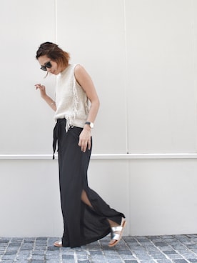 「Lagoon（ラグーン）のアイテム（パンツ）」を使った、hamaさん（レディース・163cm）の夏コーディネート