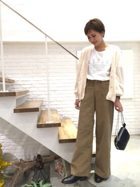「RED CHOP WORKS（レッドチョップワークス）のアイテム（パンツ）」を使った、hamaさん（レディース・163cm）の秋コーディネート