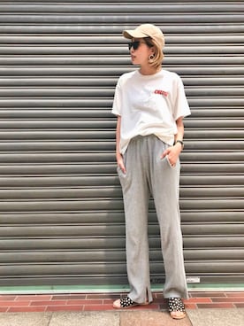 「RED CHOP WORKS（レッドチョップワークス）のアイテム（パンツ）」を使った、hamaさん（レディース・163cm）の夏コーディネート