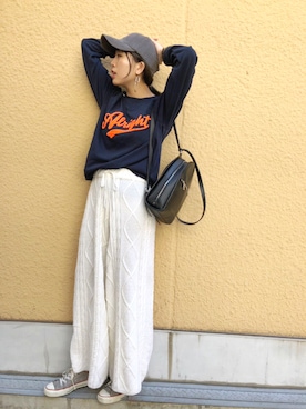 「RED CHOP WORKS（レッドチョップワークス）のアイテム（パンツ）」を使った、hamaさん（レディース・163cm）の秋コーディネート
