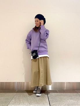 「Moname（モナーム）のアイテム（スカート）」を使った、たぐまさやこさん（レディース・158cm）の冬コーディネート