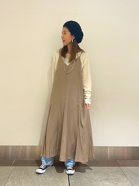「Moname（モナーム）のアイテム（パンツ）」を使った、たぐまさやこさん（レディース・158cm）の冬コーディネート
