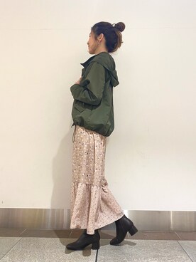 「SonnyLabel」｜「アイテム（マウンテンパーカー）」を使った、たぐまさやこさん（レディース・158cm）の春コーディネート